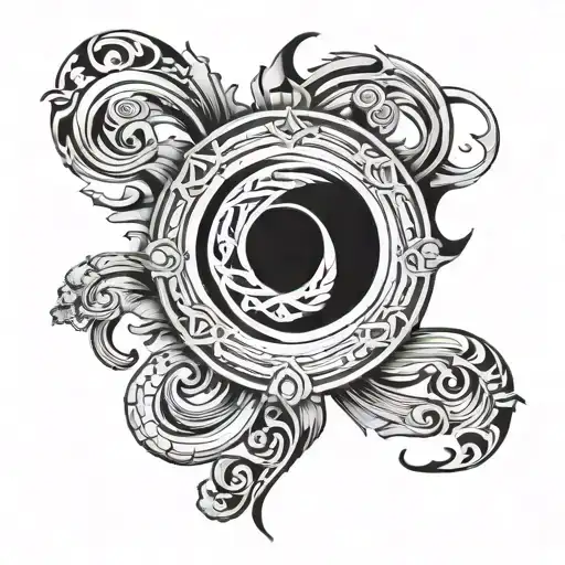 lines Greek god symbol in alchemy tattoo design idea