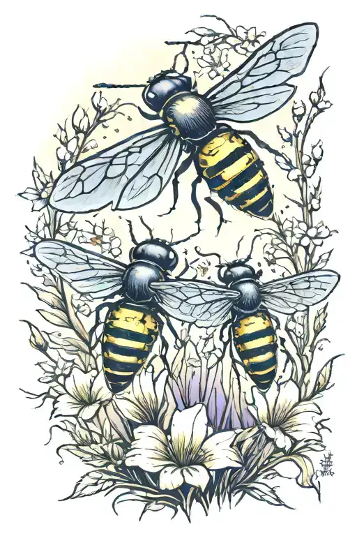 fireflies in a field twilight  tattoo design idea