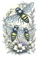 fireflies in a field twilight  tattoo design idea