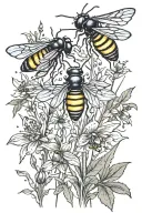 fireflies in a field twilight  tattoo design idea