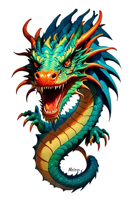 realistic dragon Meleys tattoo design idea