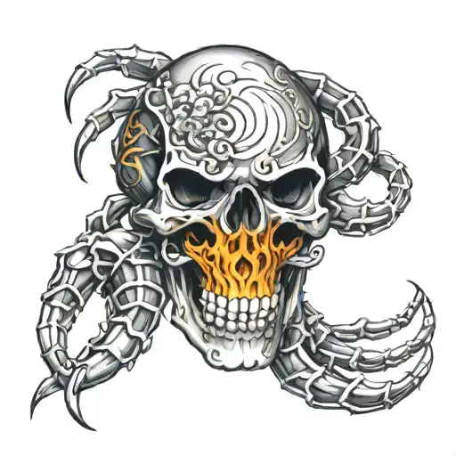skull scorpion hand tattoo design idea