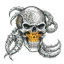 skull scorpion hand tattoo design idea