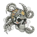 skull scorpion hand tattoo design idea