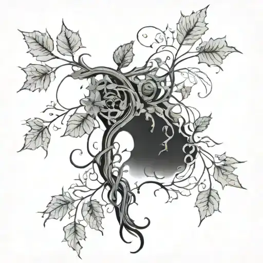 large back piece incorporating elements of vines and other earthy tone-like stuff  tattoo design idea