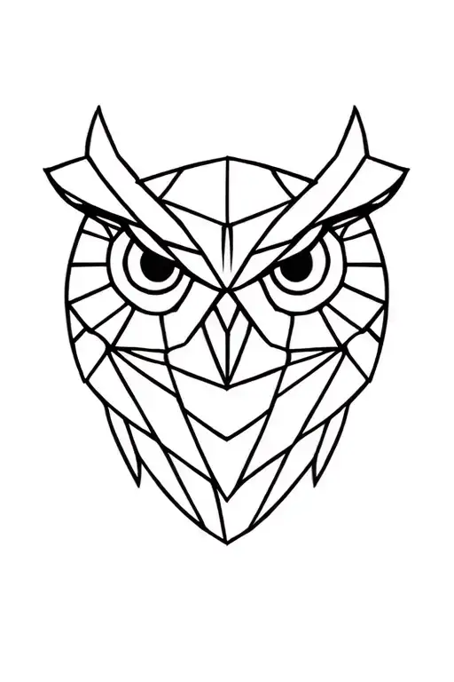 geometric owl head tattoo design idea