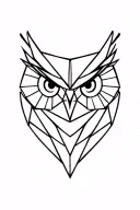 geometric owl head tattoo design idea