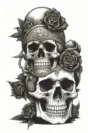 skull and Russian roulette  tattoo design idea
