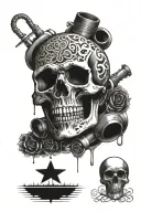 skull and Russian roulette  tattoo design idea