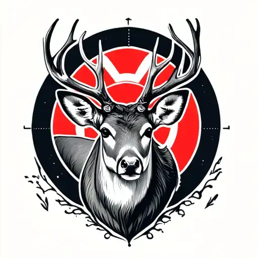 deer with target on head tattoo design idea