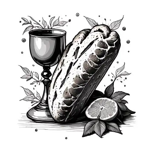 bread and chalice tattoo design idea