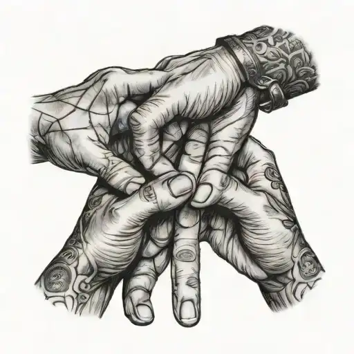 3 freinds doing a pinky promise tattoo design idea