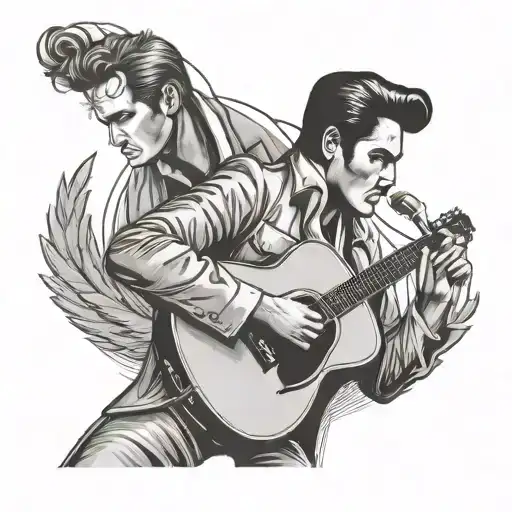 elvis outline tattoo design idea