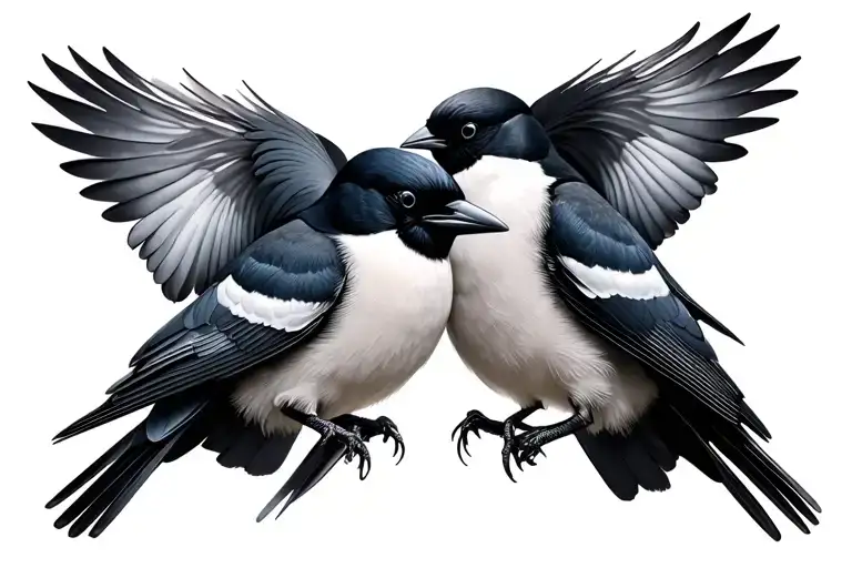 2 realistic magpies tattoo design idea