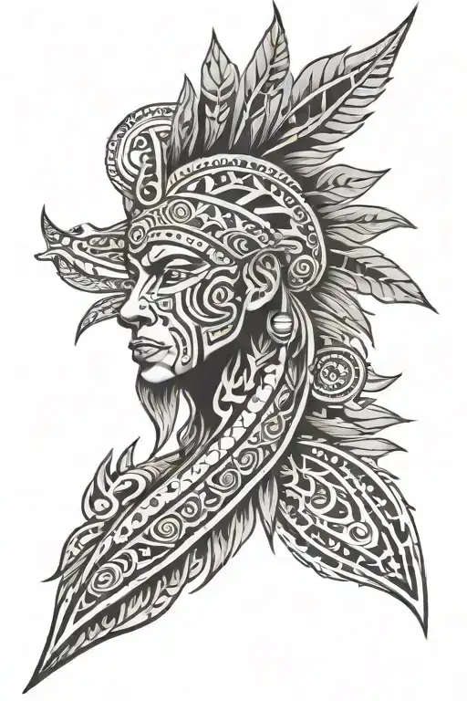 Cherokee tribal sleeve tattoo design idea