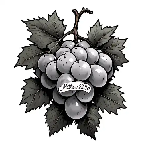 a grape verse “Matthew 28:20” carved into the branch three vines coming off the main branch  tattoo design idea