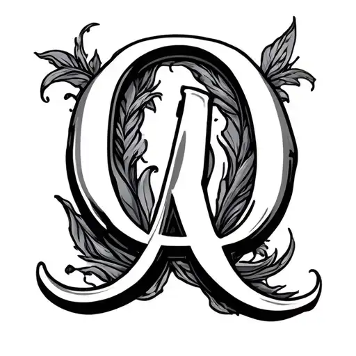 letters Q A W on top of each other  tattoo design idea