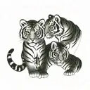 2 tigers 3 cubs tattoo design idea