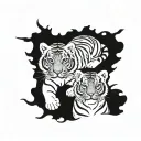 2 tigers 3 cubs tattoo design idea