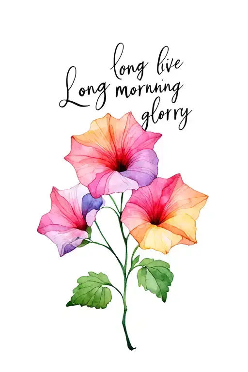 long live written in the stem of a morning glory vine tattoo design idea