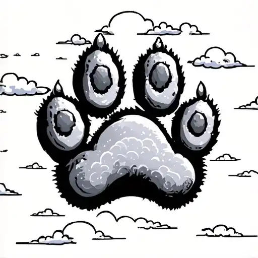 dog paw rainbow bridge towards the clouds tattoo design idea