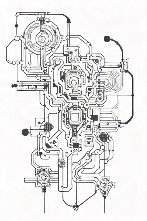 A electronic cross made out of computer processor and device pieces woth a lot of wires tatto design tattoo design idea