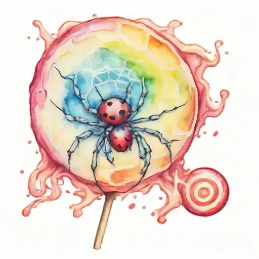 mechanic spider on a lollipop tattoo design idea