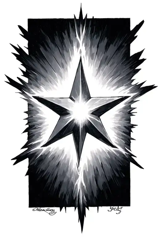 eight pointed star with light it up tattoo design idea