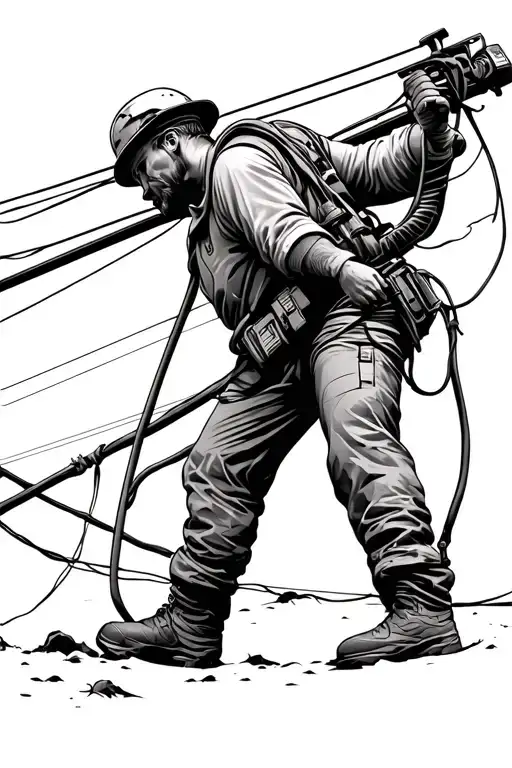 lineman working on power lines tattoo design idea
