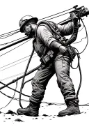 lineman working on power lines tattoo design idea