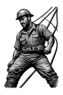 lineman working on power lines tattoo design idea