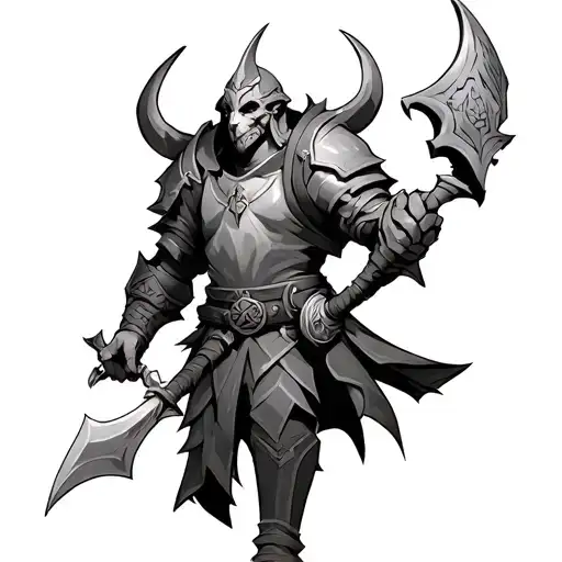 oldschool runescape character with bandos armor tattoo design idea