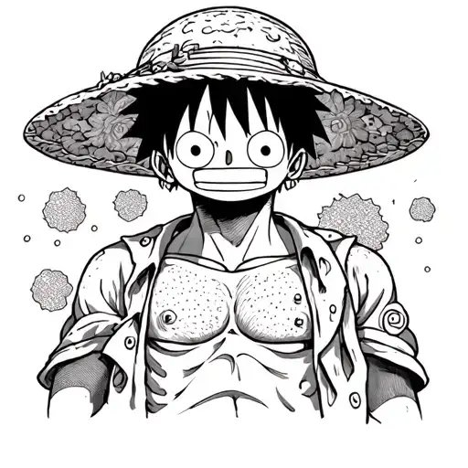 One piece anime luffy classic tattoo design idea