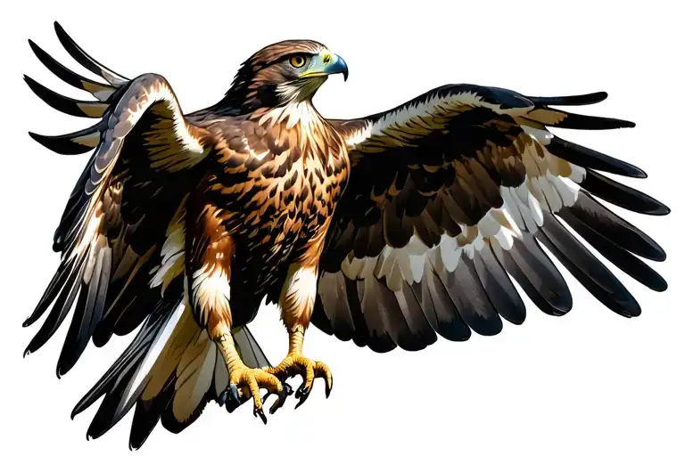 a hawk with its wings spread tattoo design idea