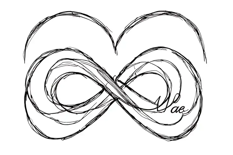 infinity symbol with name Mare and heart shape tattoo design idea
