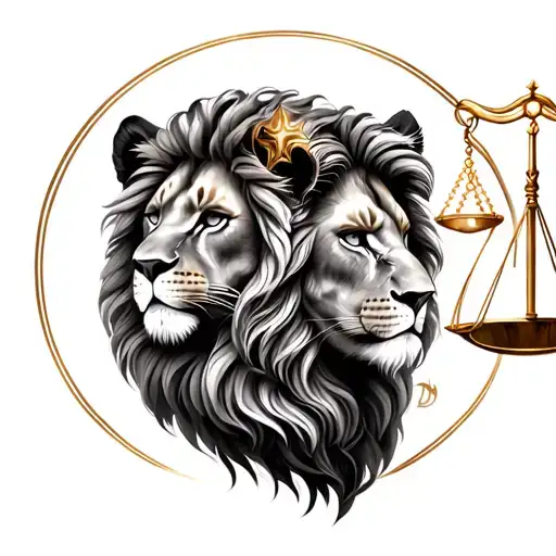 leo and libra zodiac sign tattoo design idea