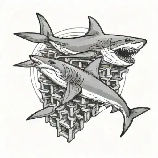 Shark and waffles tattoo design idea