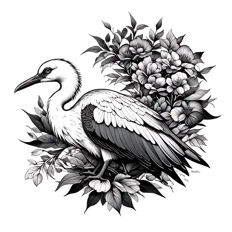 crane bird tattoo design idea