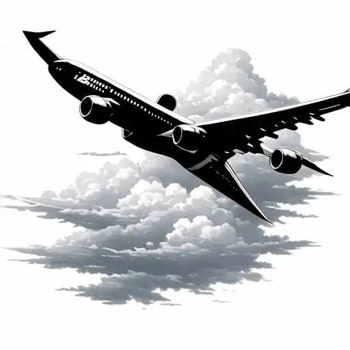 Boeing 787 and clouds tattoo design idea