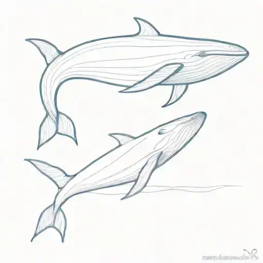blue whale swimming gracefully tattoo design idea