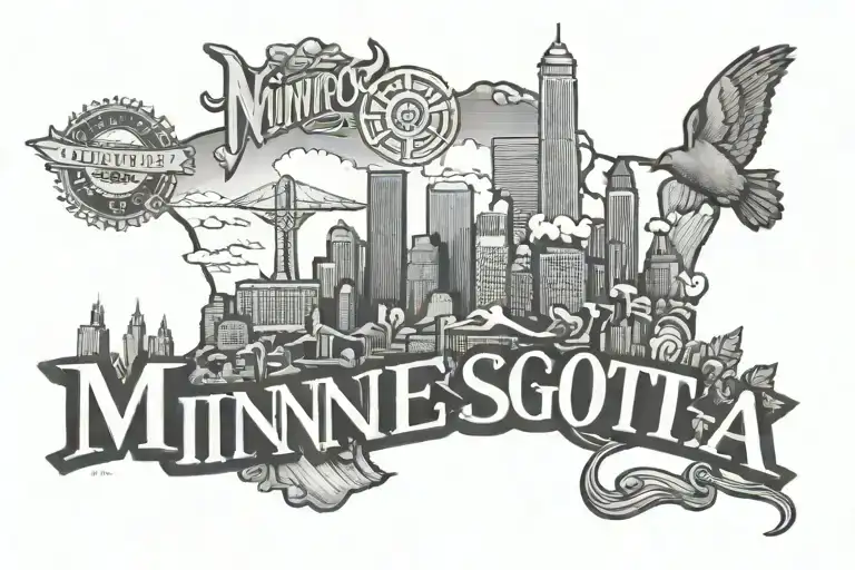 Minnesota word and skyline tattoo tattoo design idea