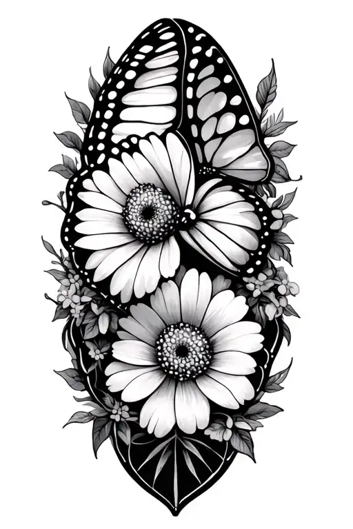 Cancer loop, starch, flower of birth, zodiac sign, butterfly tattoo design idea