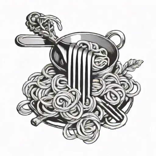 fork and pasta dish  tattoo design idea