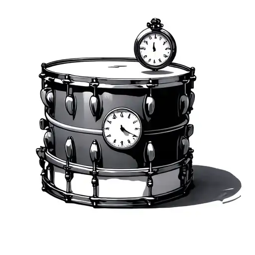 snare drum with clock tattoo design idea
