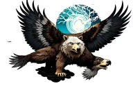 wolf bear eagle soaring separated tattoo design idea