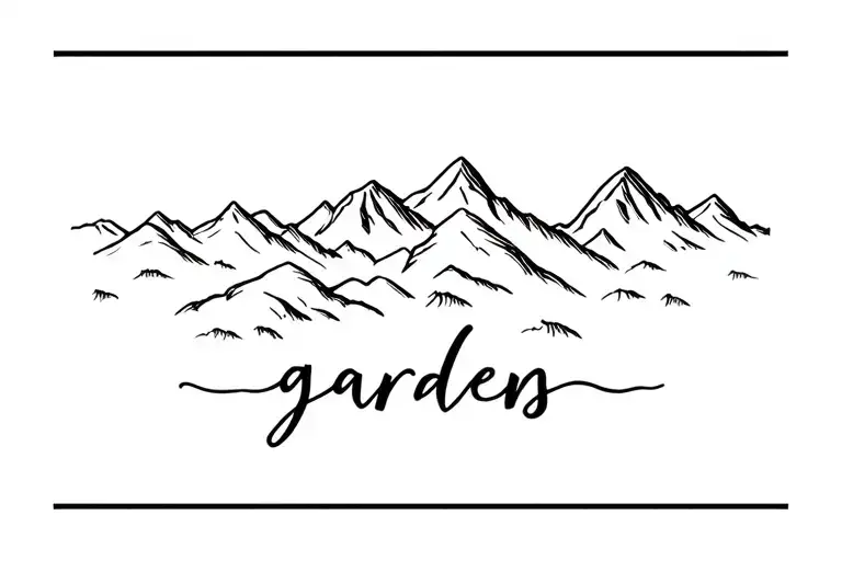 "deserts and gardens" mountains, desert, garden tattoo design idea