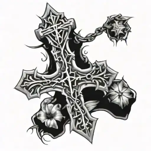 Cross surrounded by the crown of thorns. with 1 Corinthians 16:14  tattoo design idea