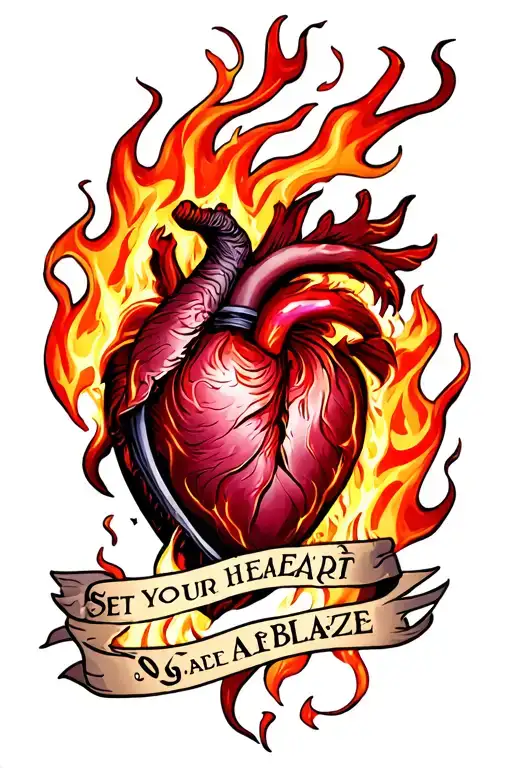 Fire/Flame, "Set Your Heart Ablaze", 999 incorporated tattoo design idea