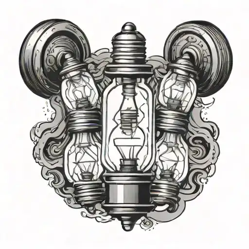 Old school light bulbs arranged in the shape of an old insulator tattoo design idea