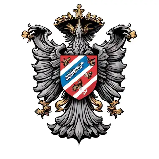The coats of arms of Russia and Serbia are in puffs tattoo design idea